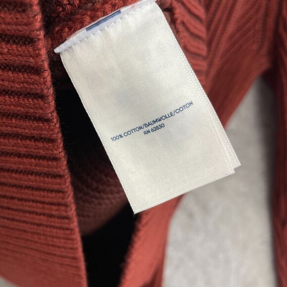 NEW Lands' End Men's M Drifter Half-Zip Sweater Ribbed Rust Red Cotton - Picture 7 of 10